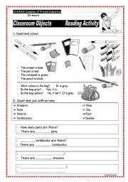 English Worksheet: Classroom Objects