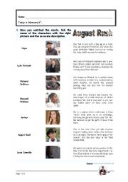 English Worksheet: August Rush - Worksheet # 1