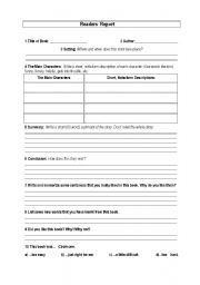 English Worksheet: Book Report