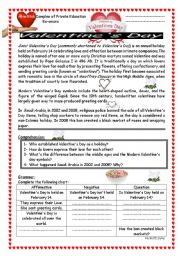 English Worksheet: Valentines Day