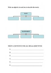 English worksheet: Rainforest Adjective Worksheet