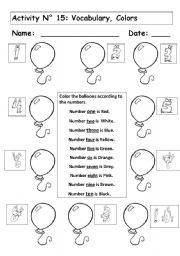 English Worksheet: COLORS