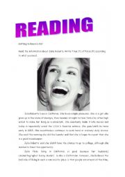 English Worksheet: reading