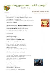 English Worksheet: Learning grammar with songs - Passive Voice