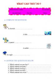 English worksheet: what can they do ?