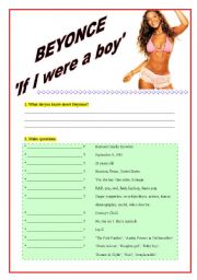English Worksheet: Beyonce if I were a boy 