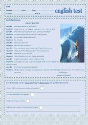 English Worksheet: TEST- The best surfer ever!!! 