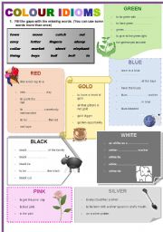 English Worksheet: Colour idioms