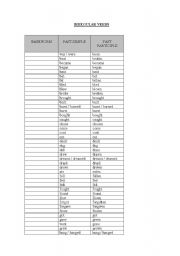 English worksheet: irregular verbs