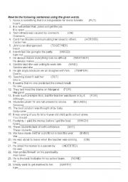 English Worksheet: SENTENCE TRANSFORMATIONS FOR ADVANCED