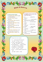 English Worksheet: Must & Have to