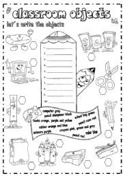 English Worksheet: CLASSROOM OBJECTS