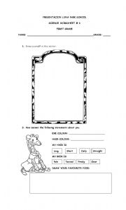 English Worksheet: introducing yourself