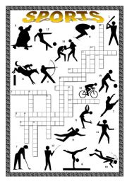 English Worksheet: Sports Crossword in silhouette