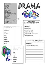 English Worksheet: Drama Words