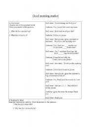 English worksheet: Elementary Market conversation