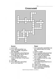 English worksheet: crosswords animals