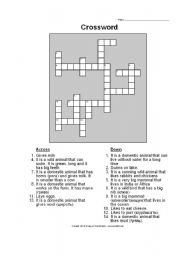 English Worksheet: crosswords animals