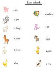 English worksheet: farm animals