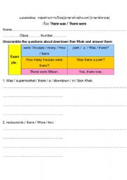 English Worksheet: there was / there were