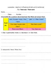 English worksheet: there was / there were