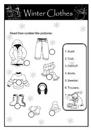 English Worksheet: winter clothes