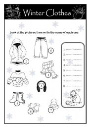 English Worksheet: winter clothes part 2