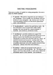 English Worksheet: Writing Paragraphs