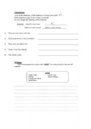 English worksheet: grammar and writing worksheet