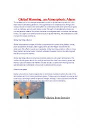 English Worksheet: Global Warming : An Atmospheric Alarm