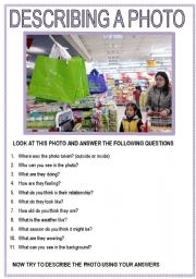 English Worksheet: DESCRIBING A PHOTO 2