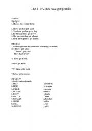 English Worksheet: Have got,plurals