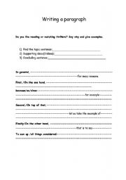 English Worksheet: Writing a good paragraph