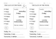 English Worksheet: the days of the week