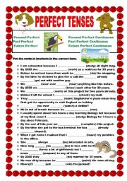 English Worksheet: Perfect tenses