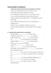 English Worksheet: Pr. Simple or Continious