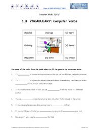 English Worksheet: Computer Verbs