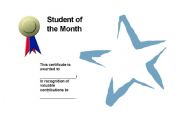 English Worksheet: award card