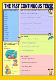 English Worksheet: The Past Continuous Tense