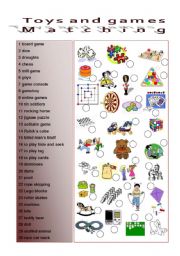 English Worksheet: Toys and games Matching exercise 2/3