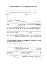 English Worksheet: Past Continuous/Past Simple