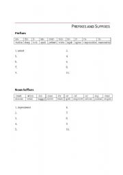 English Worksheet: Prefixes and Suffixes Exercise