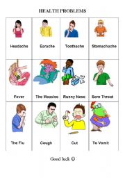 English Worksheet: Health Problems, illness,  sickness