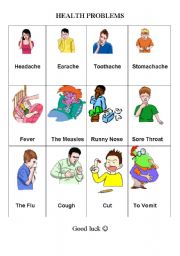 English Worksheet: Health Problems, illness,  sickness