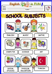 English Worksheet: School Subjects