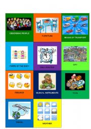 English Worksheet: Tic Tac Bum, vocabulary- talking game