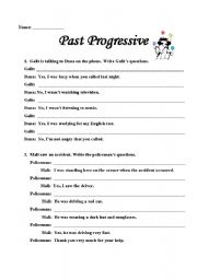 English worksheet: past progressive