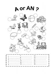 English Worksheet: a or an?