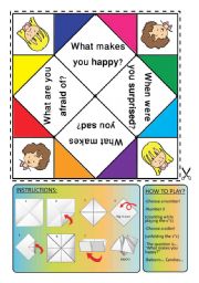 English Worksheet: feelings cootie catcher