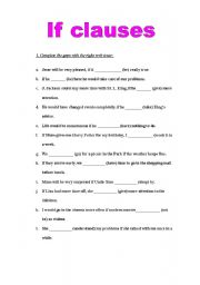 English worksheet: worksheet - if clauses